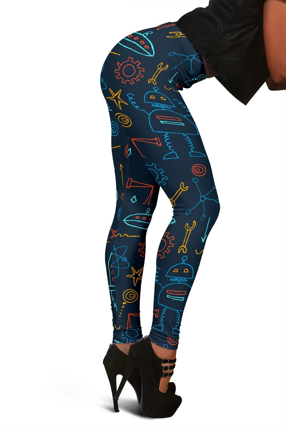 Pattern Print Robot Cyborg Print Pattern Women Leggings-grizzshop