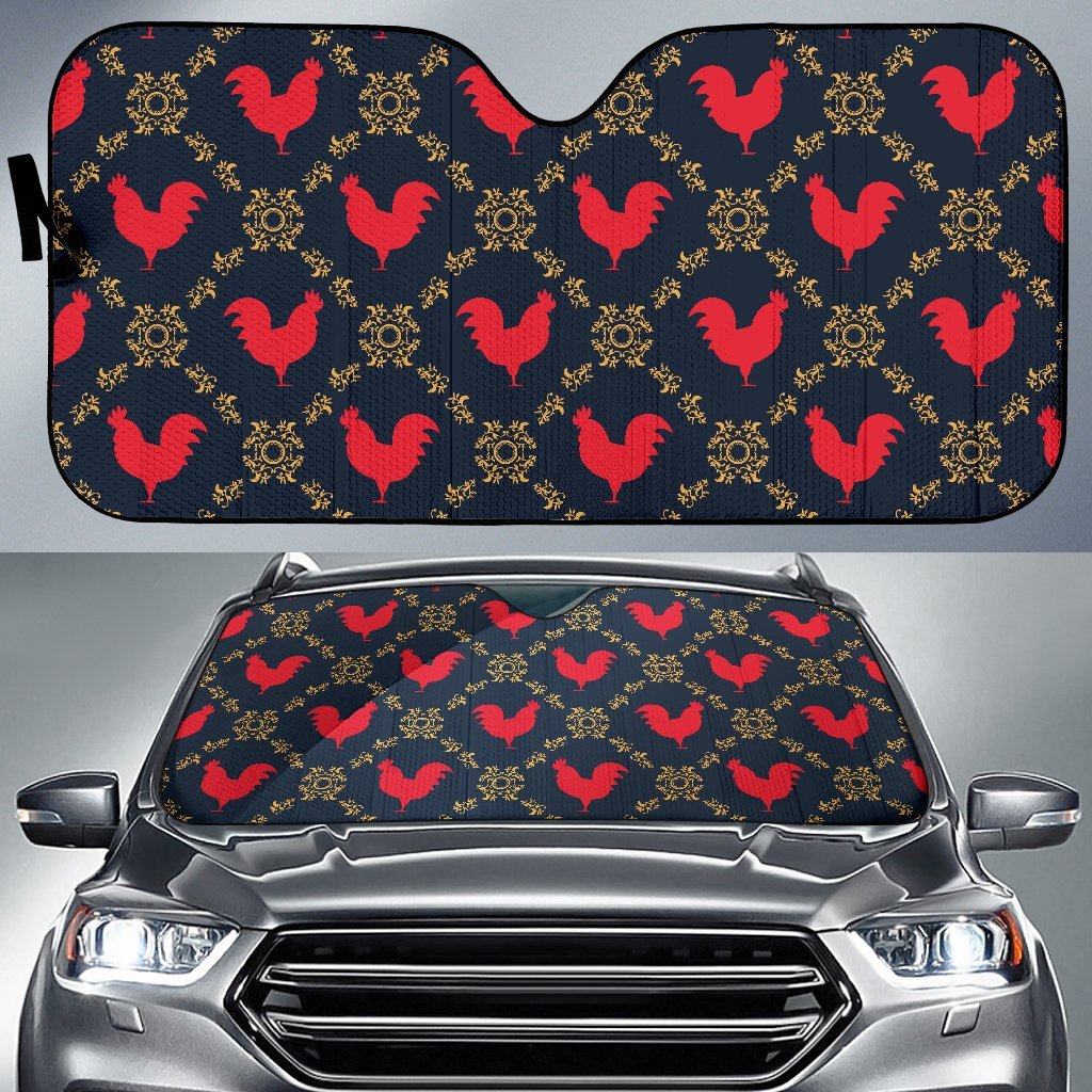 Pattern Print Rooster Car Sun Shade-grizzshop