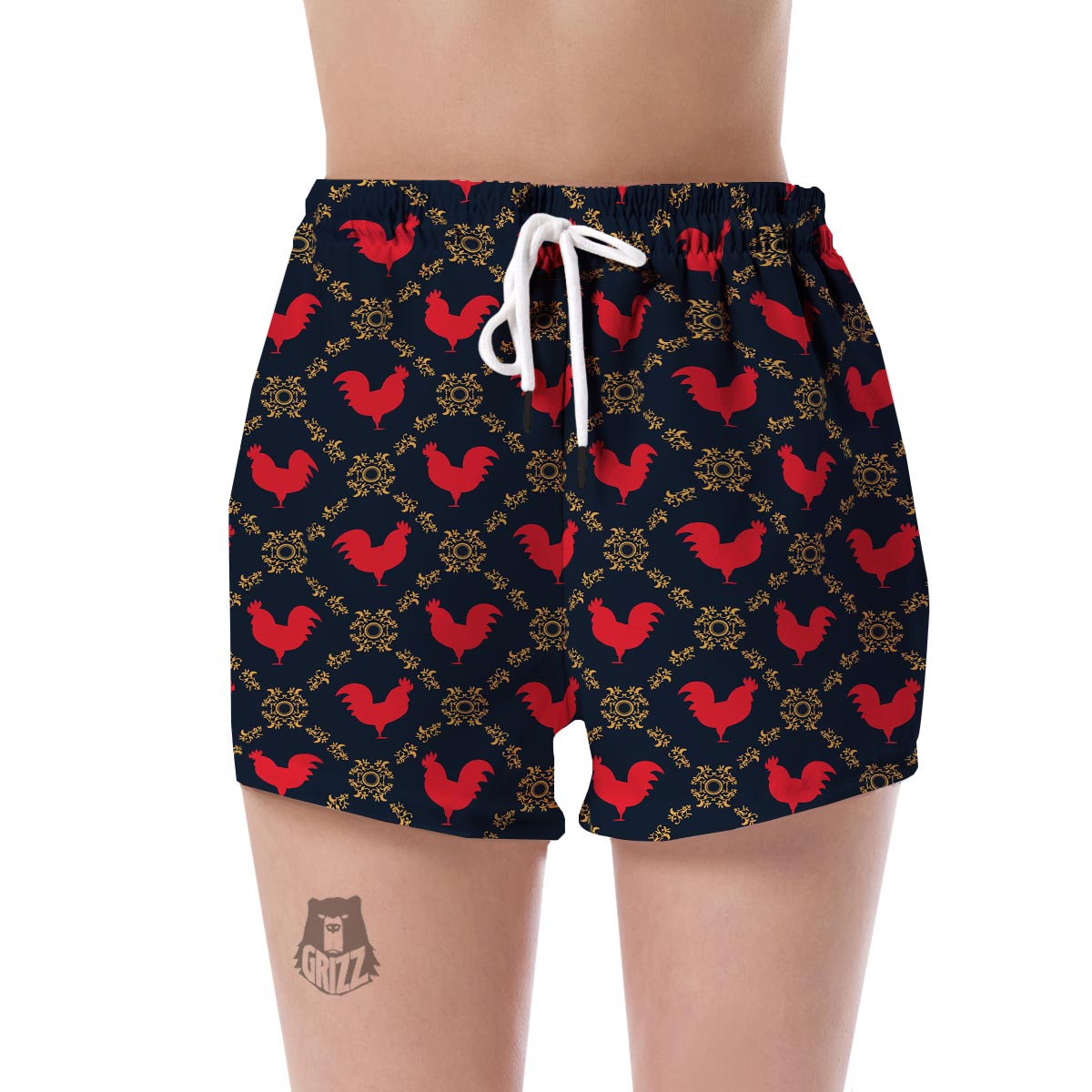 Pattern Print Rooster Women's Shorts-grizzshop
