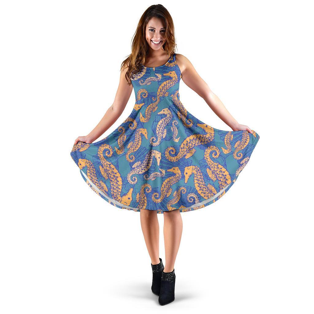 Pattern Print Seahorse Dress-grizzshop