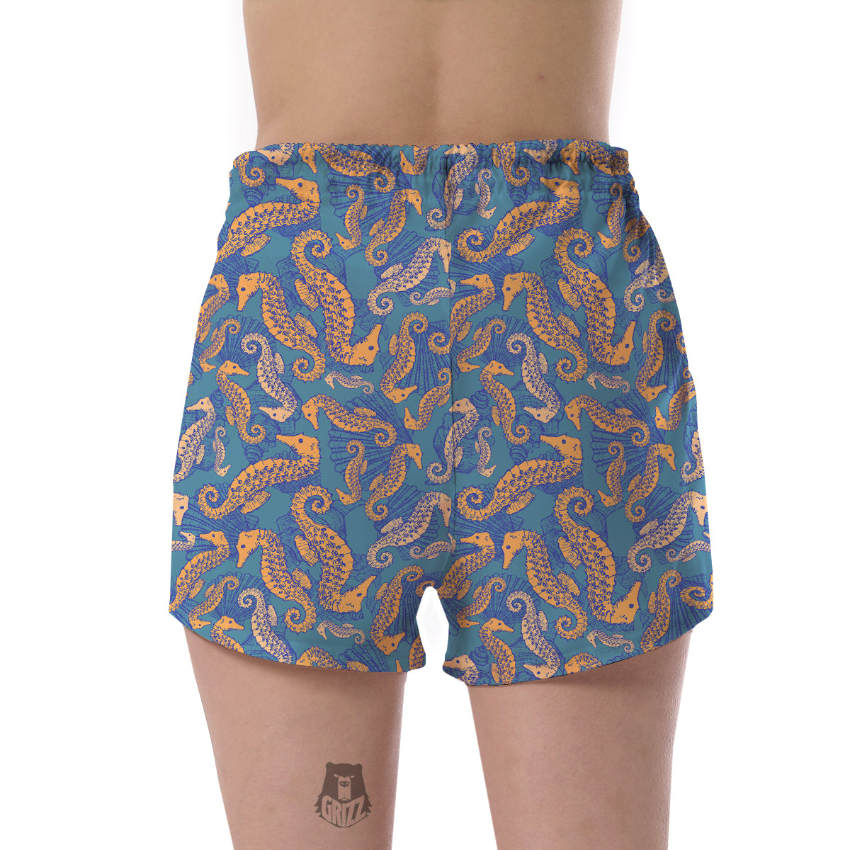 Pattern Print Seahorse Women's Shorts-grizzshop