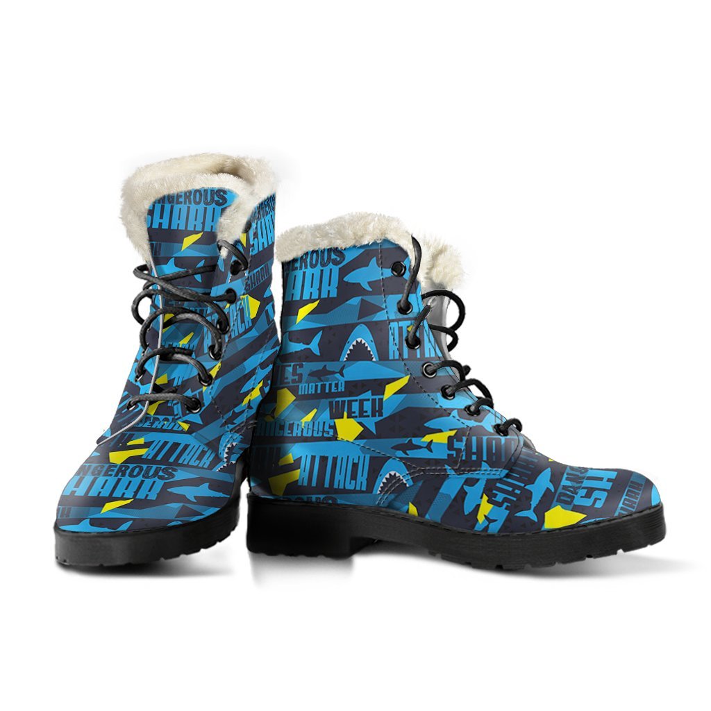 Pattern Print Shark Comfy Winter Boots-grizzshop