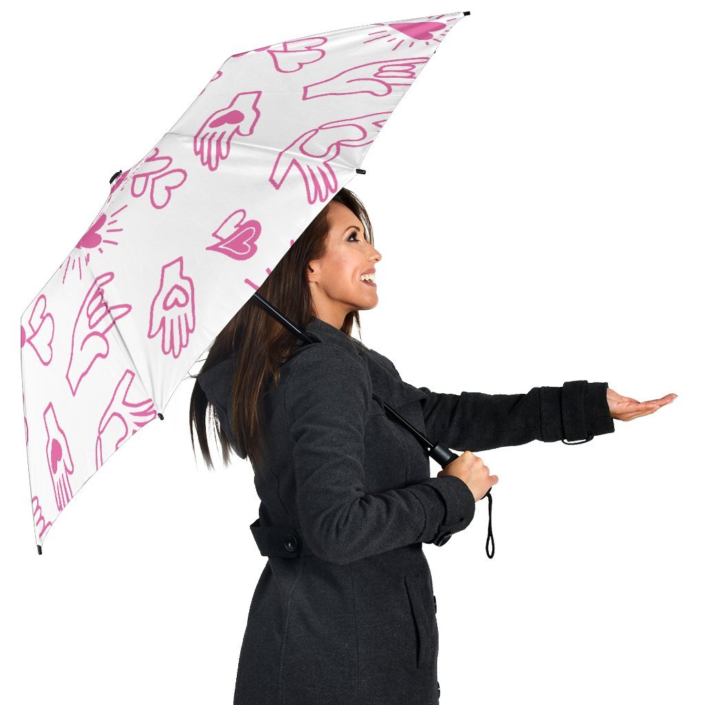 Pattern Print Sign Language Automatic Foldable Umbrella-grizzshop