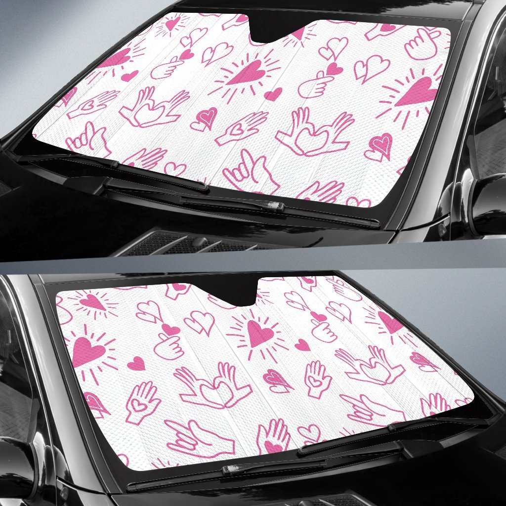 Pattern Print Sign Language Car Sun Shade-grizzshop