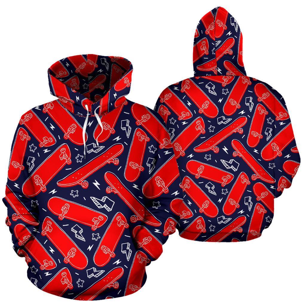 Pattern Print Skateboard Men Women Pullover Hoodie-grizzshop