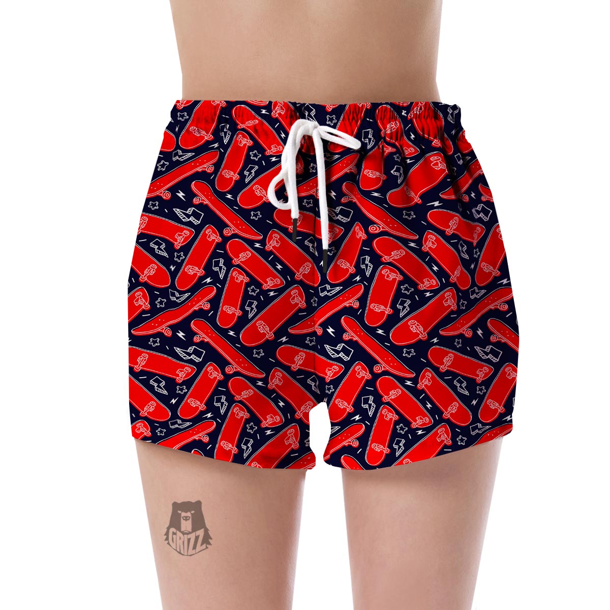 Pattern Print Skateboard Women's Shorts-grizzshop
