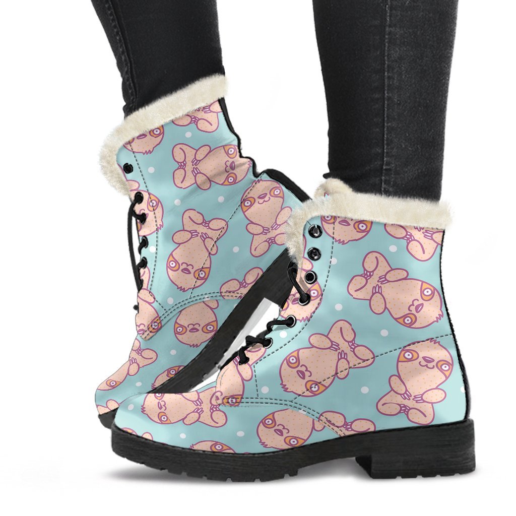 Pattern Print Sloth Comfy Winter Boots-grizzshop