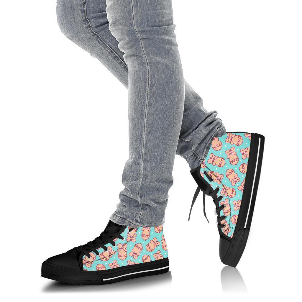 Pattern Print Sloth Men Women's High Top Shoes-grizzshop