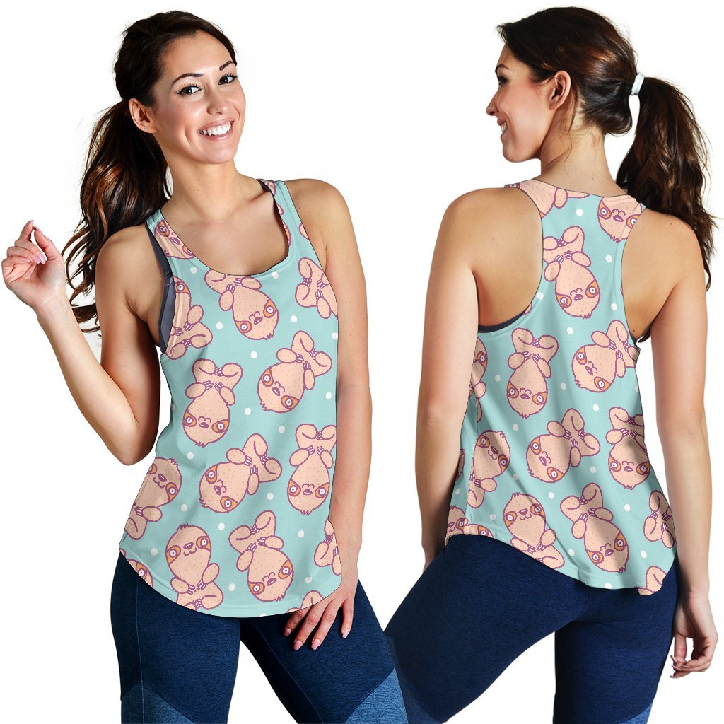 Pattern Print Sloth Women's Racerback Tank Tops-grizzshop