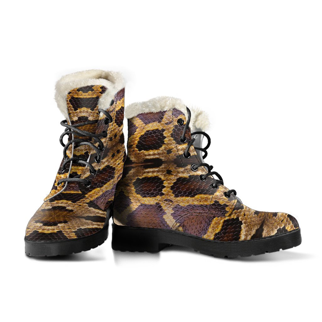 Pattern Print Snakeskin Python Skin Comfy Winter Boots-grizzshop
