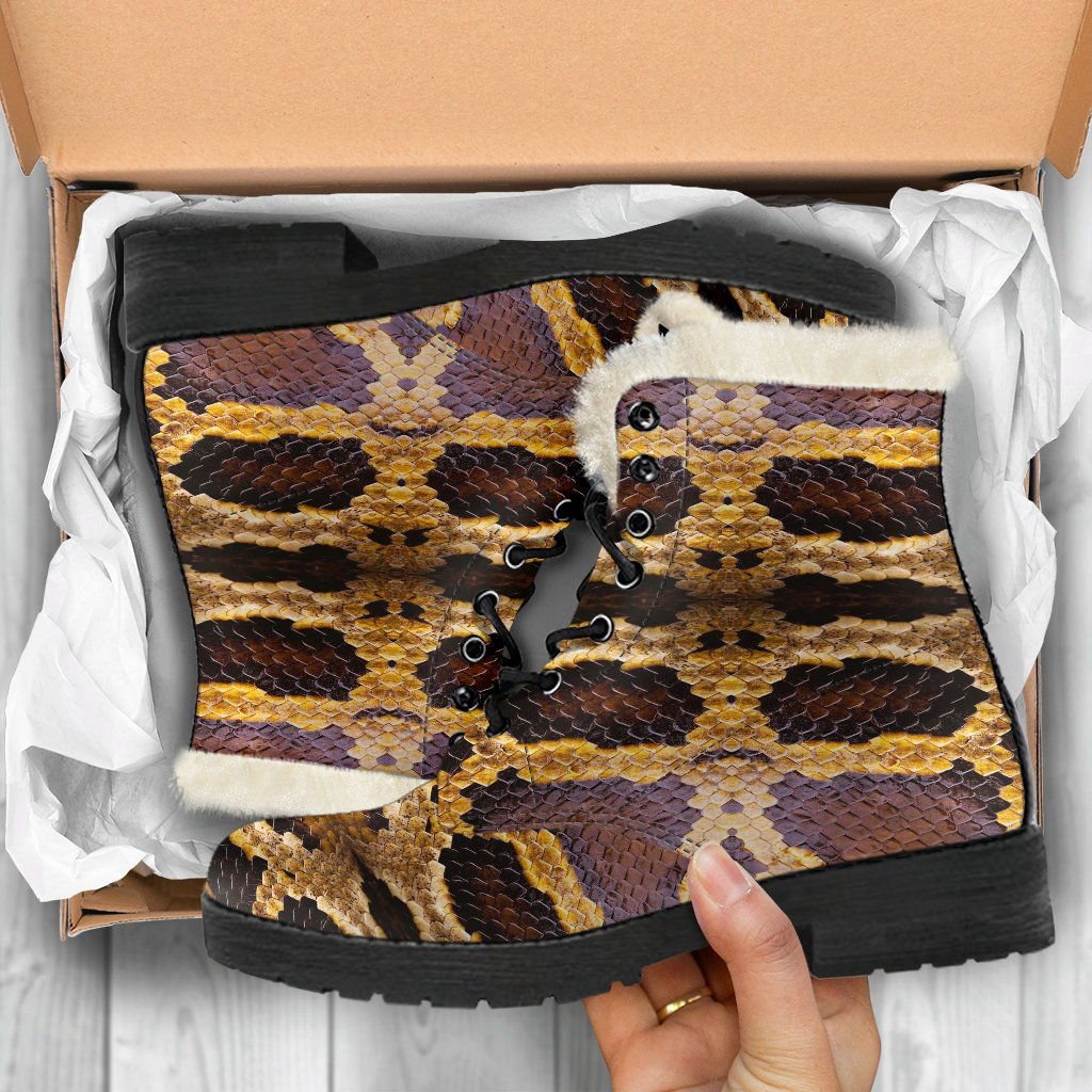 Pattern Print Snakeskin Python Skin Comfy Winter Boots-grizzshop