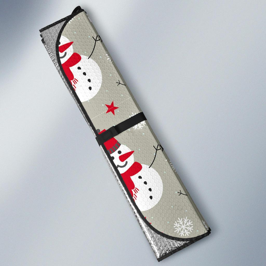 Pattern Print Snowflake Snowman Car Sun Shade-grizzshop