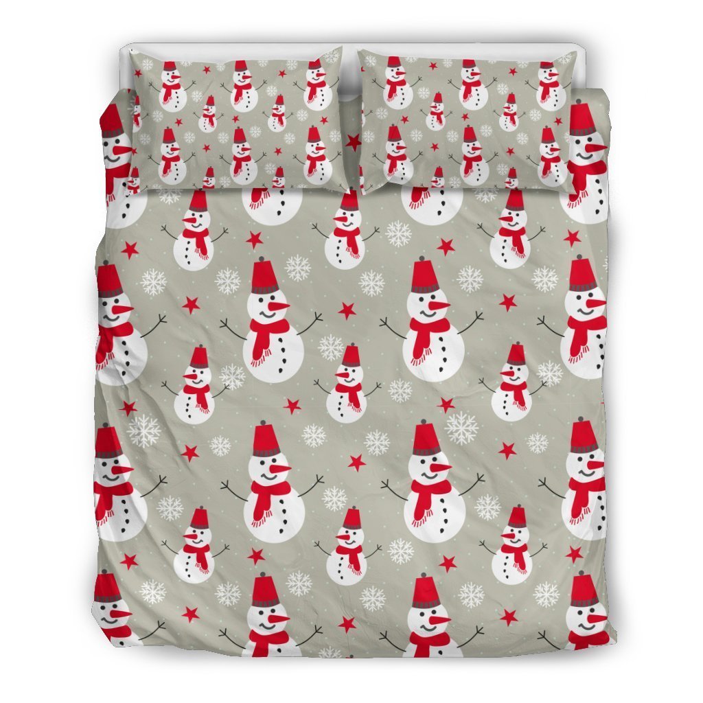 Pattern Print Snowflake Snowman Duvet Cover Bedding Set-grizzshop