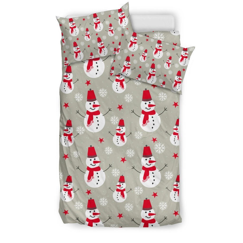 Pattern Print Snowflake Snowman Duvet Cover Bedding Set-grizzshop
