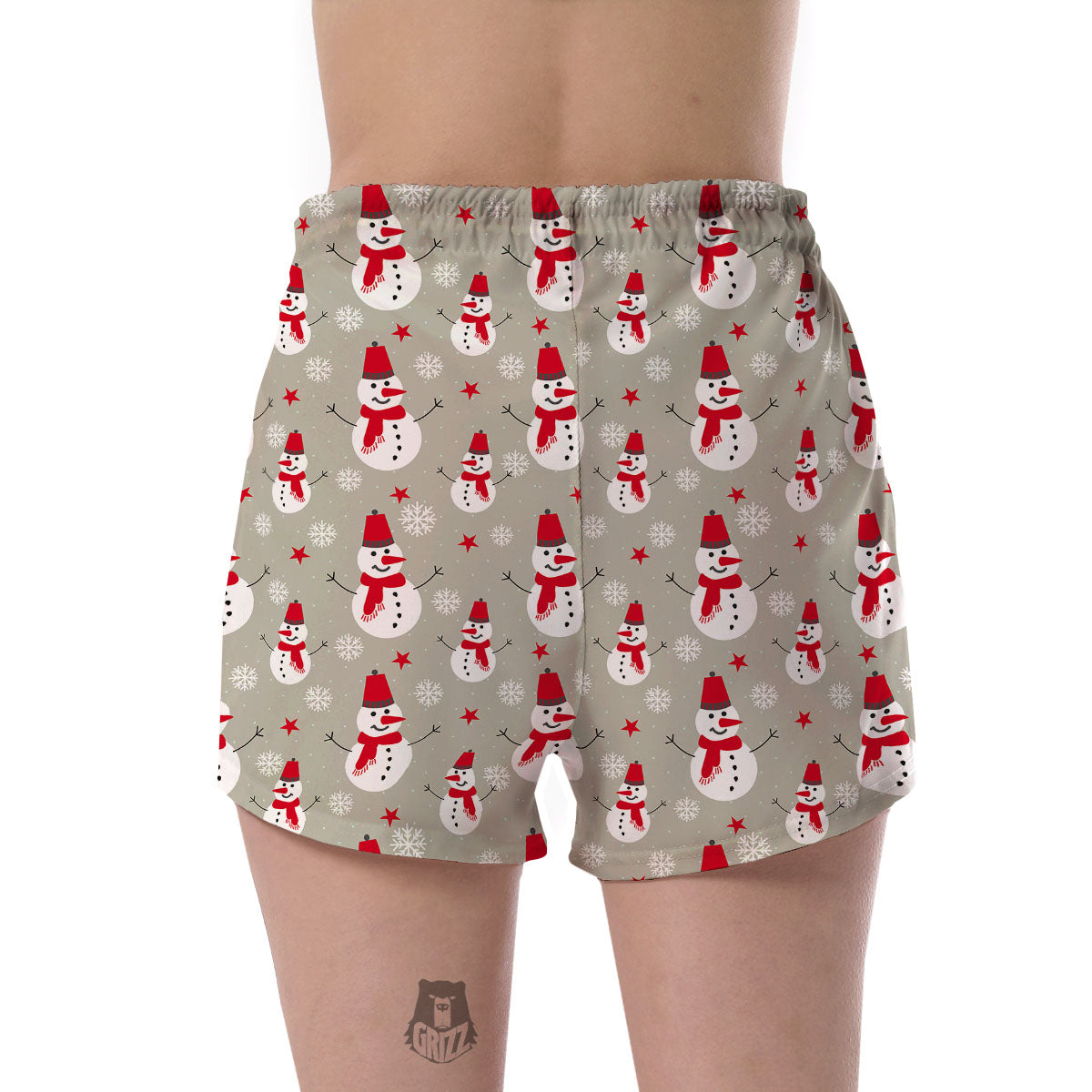 Pattern Print Snowflake Snowman Women's Shorts-grizzshop