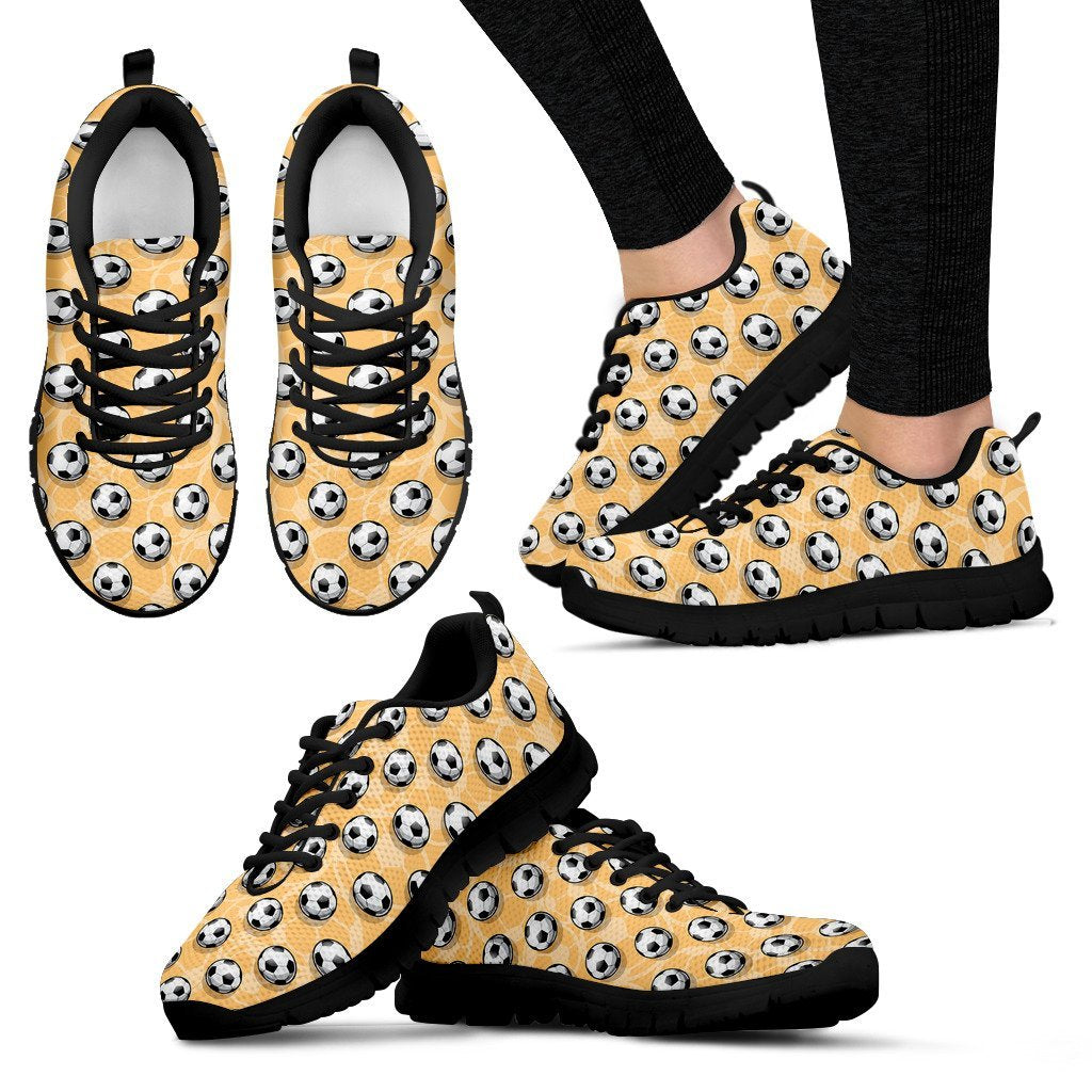 Pattern Print Soccer Black Sneaker Shoes For Men Women-grizzshop