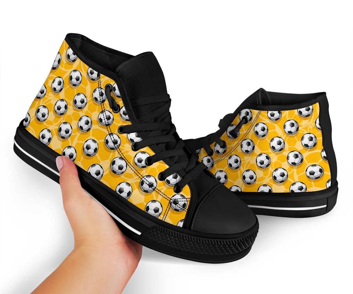 Pattern Print Soccer Men Women's High Top Shoes-grizzshop