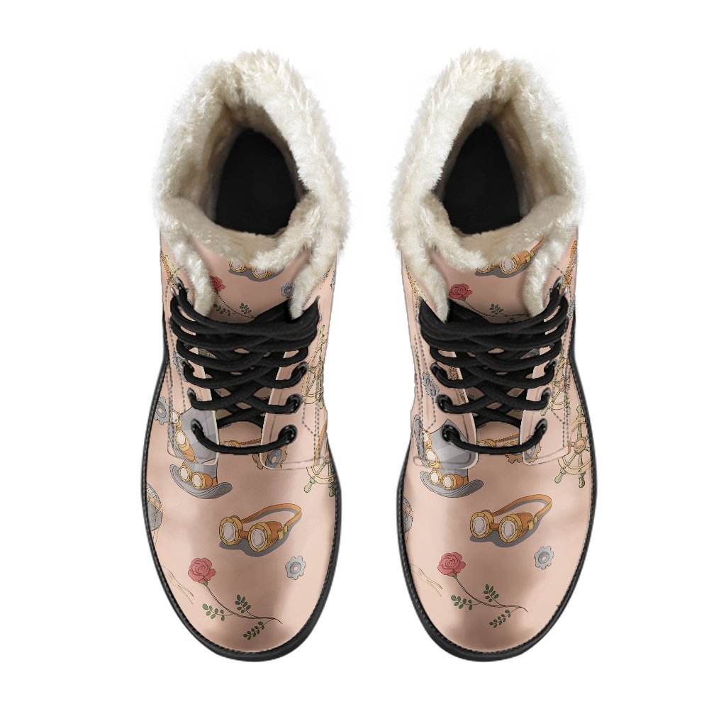 Pattern Print Steampunk Comfy Winter Boots-grizzshop