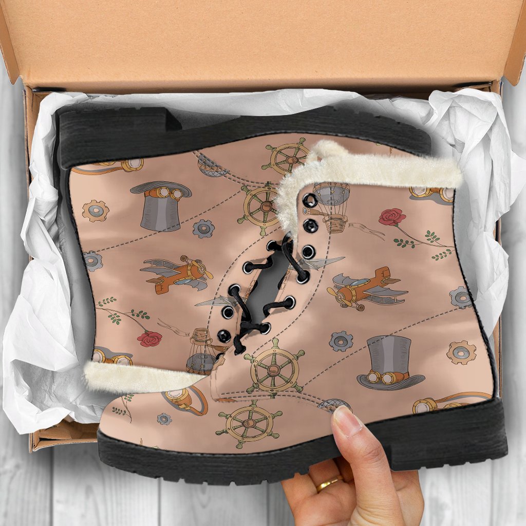Pattern Print Steampunk Comfy Winter Boots-grizzshop