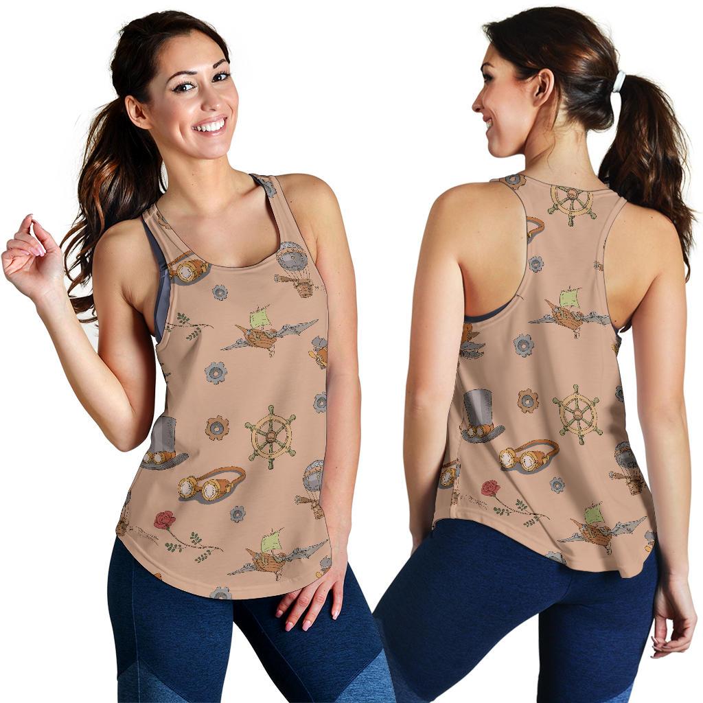 Pattern Print Steampunk Women's Racerback Tank Tops-grizzshop