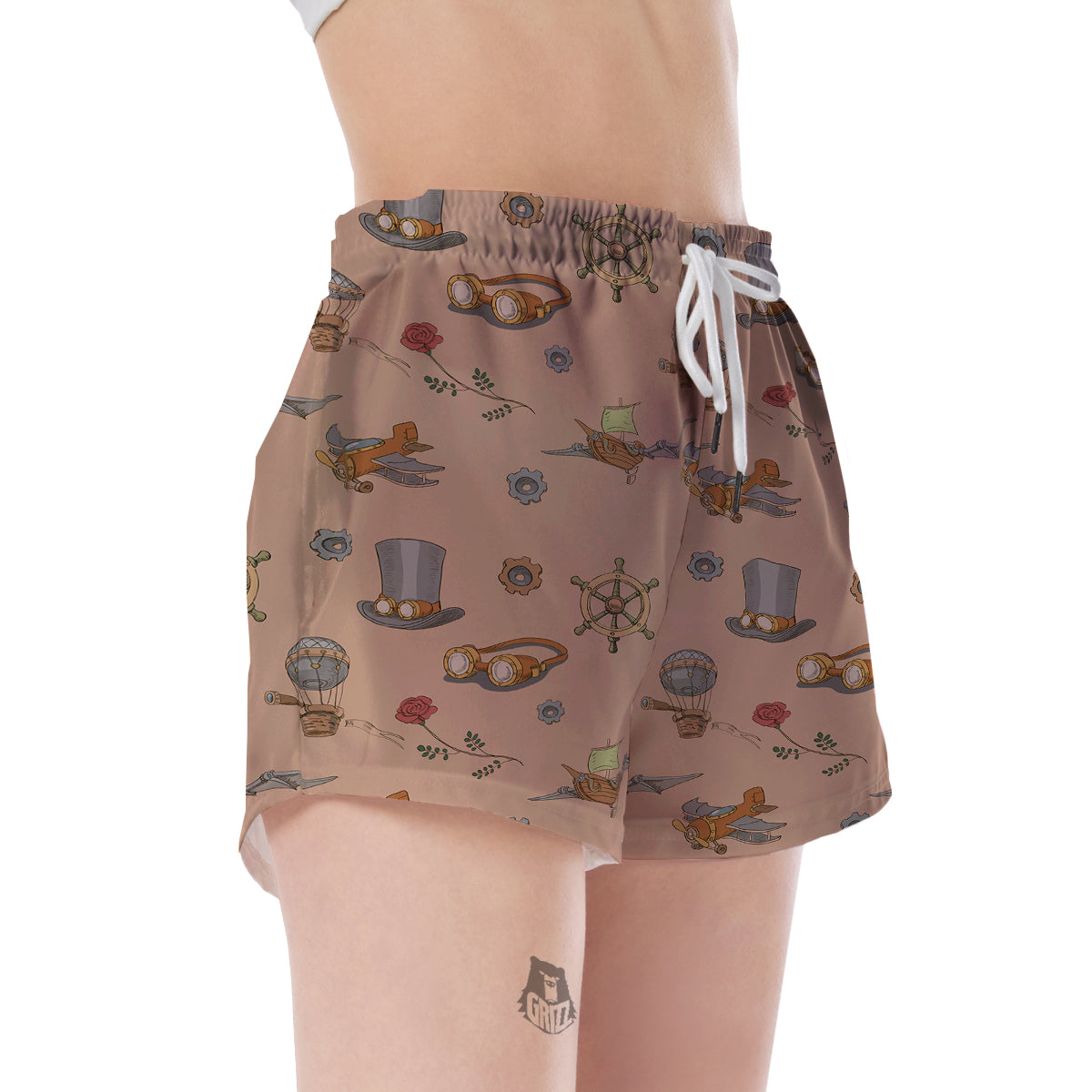 Pattern Print Steampunk Women's Shorts-grizzshop