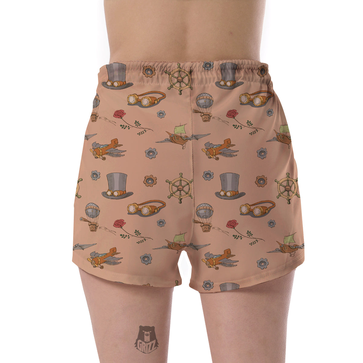 Pattern Print Steampunk Women's Shorts-grizzshop
