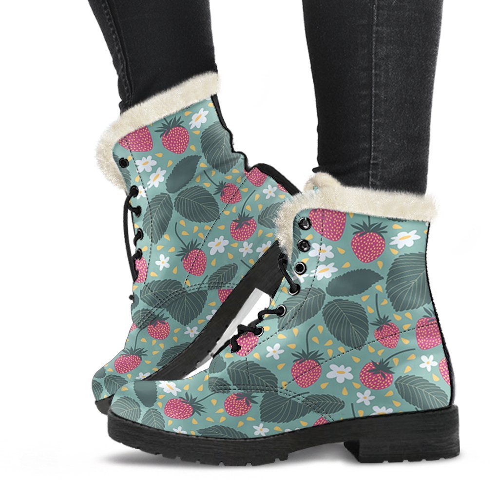 Pattern Print Strawberry Comfy Winter Boots-grizzshop
