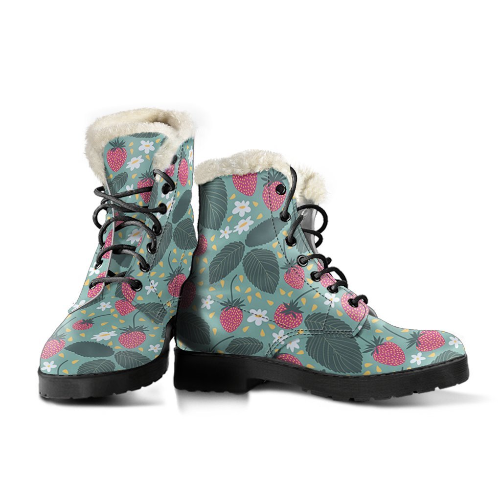 Pattern Print Strawberry Comfy Winter Boots-grizzshop