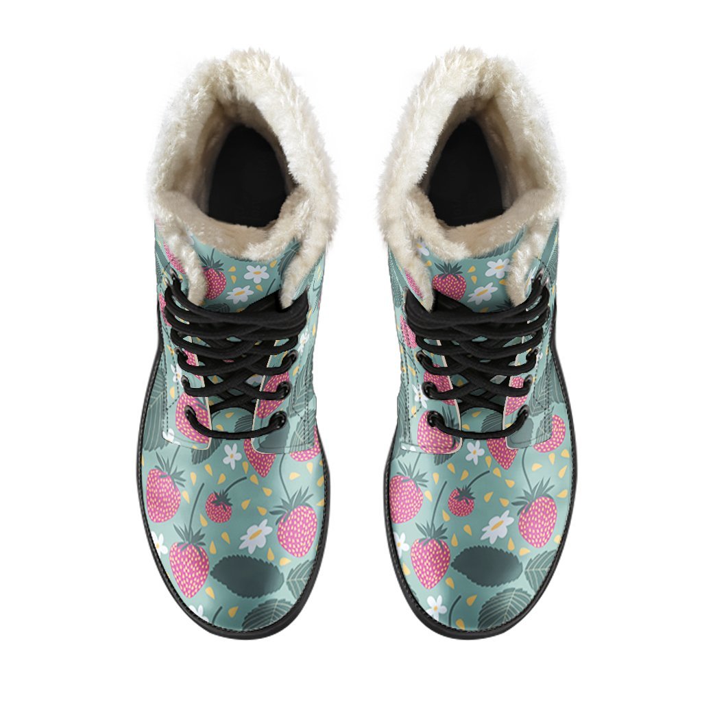 Pattern Print Strawberry Comfy Winter Boots-grizzshop