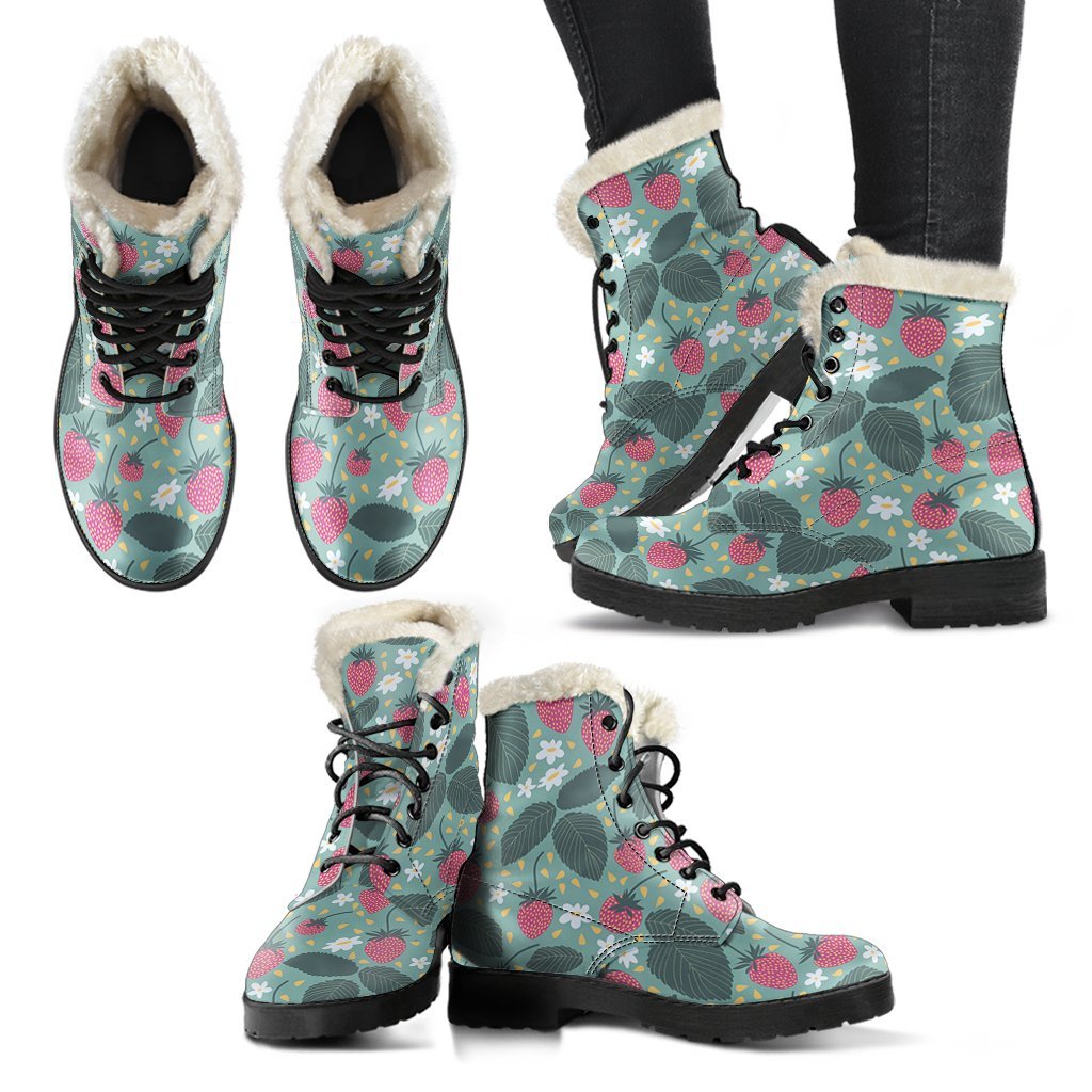 Pattern Print Strawberry Comfy Winter Boots-grizzshop