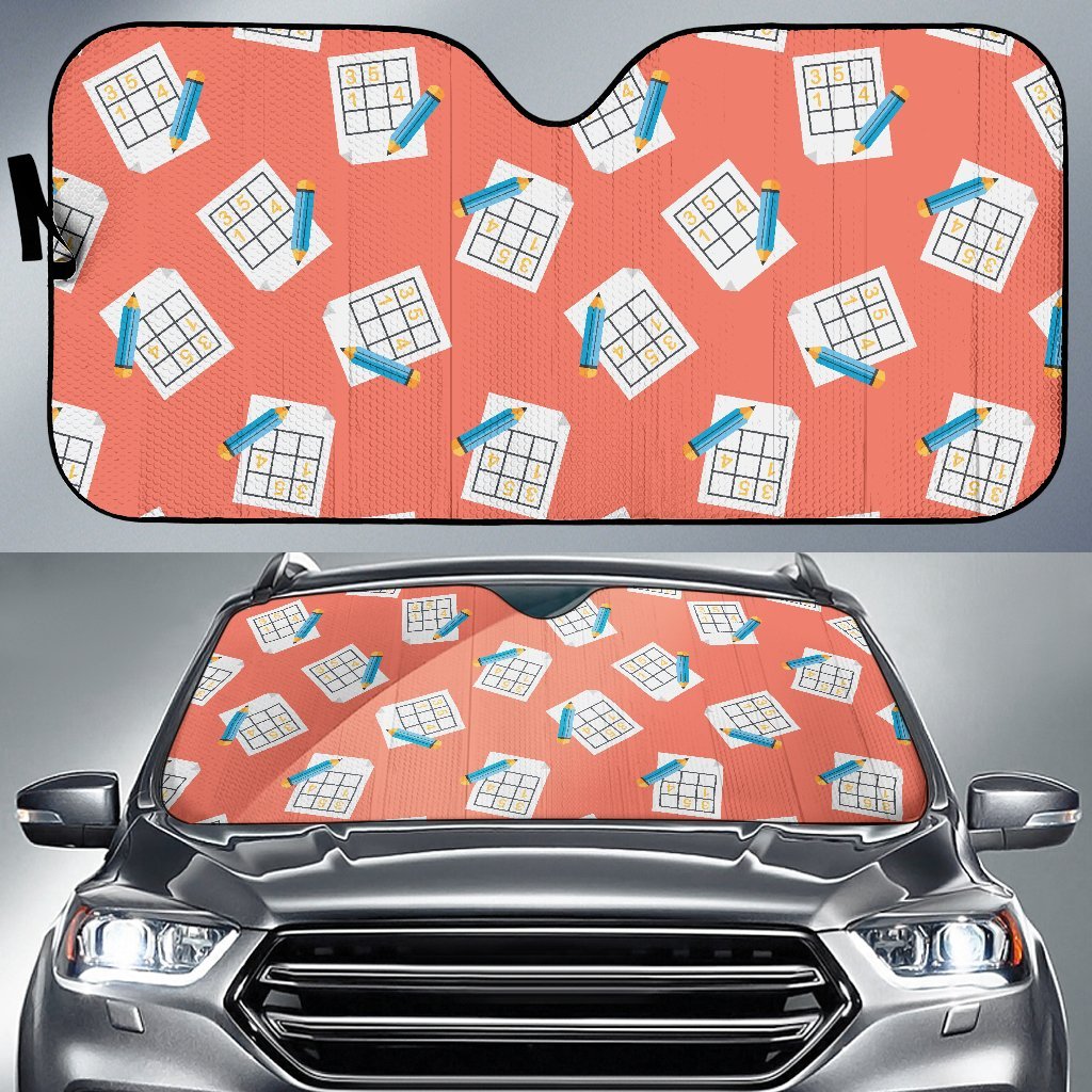 Pattern Print Sudoku Car Sun Shade-grizzshop