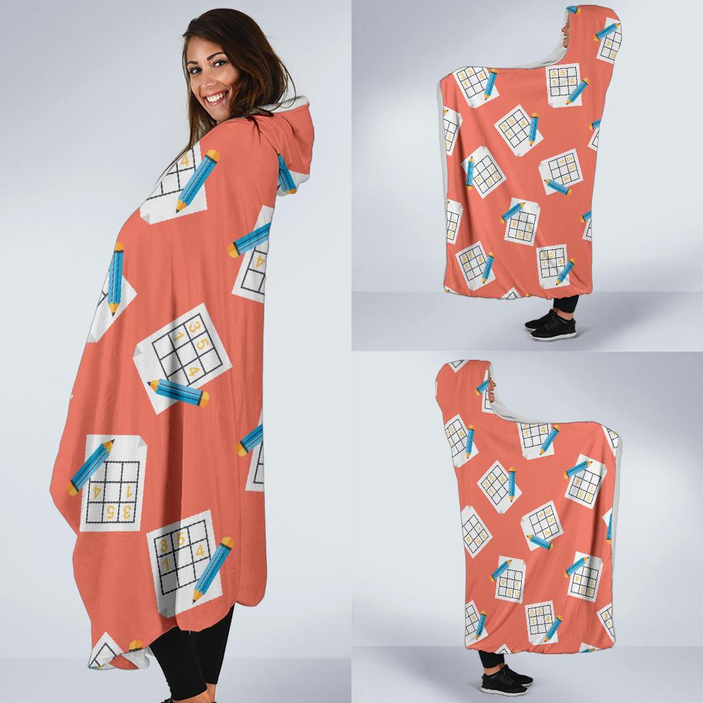 Pattern Print Sudoku Hooded Blanket-grizzshop