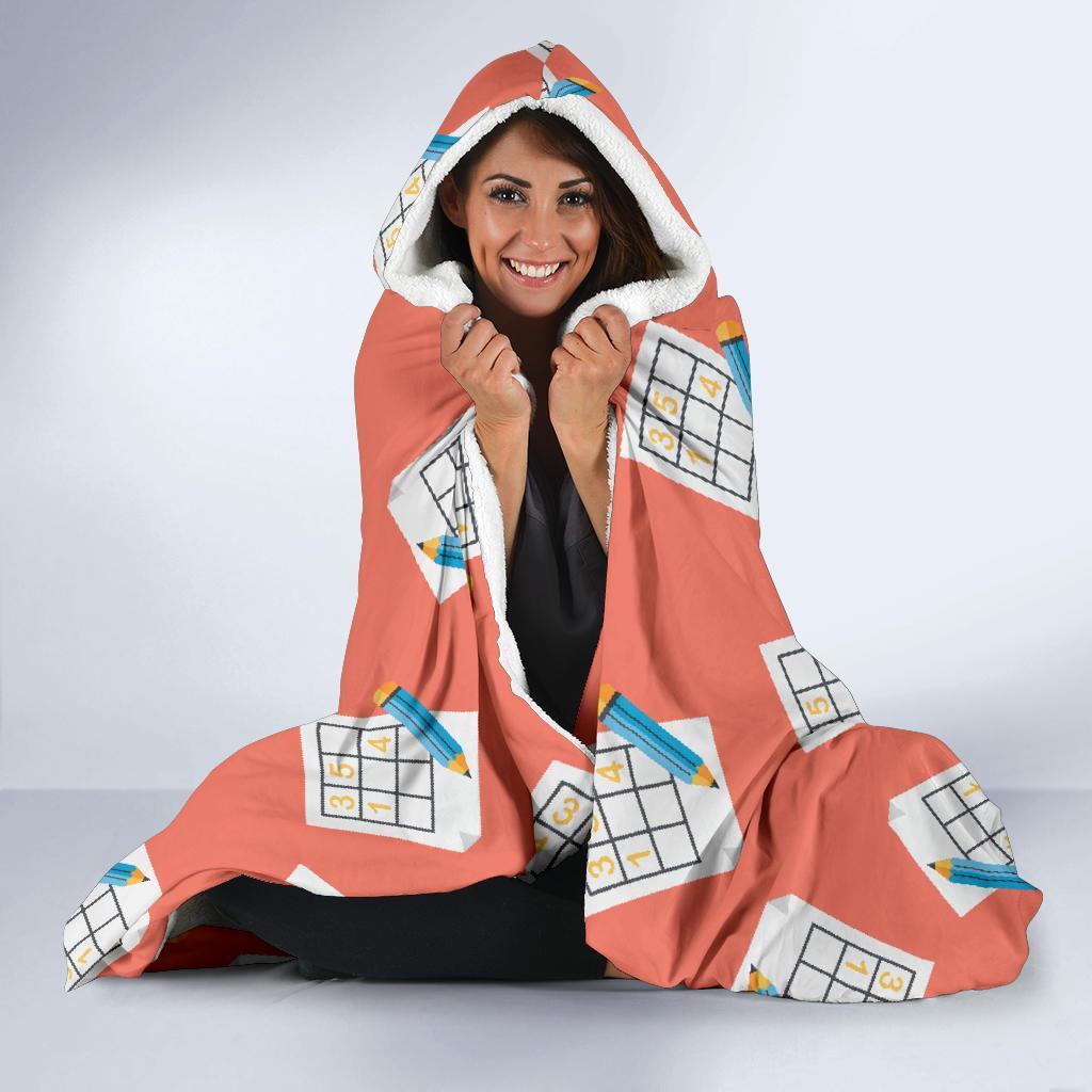 Pattern Print Sudoku Hooded Blanket-grizzshop