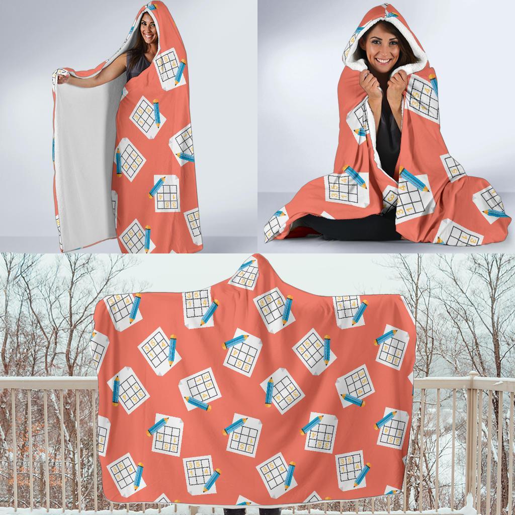 Pattern Print Sudoku Hooded Blanket-grizzshop