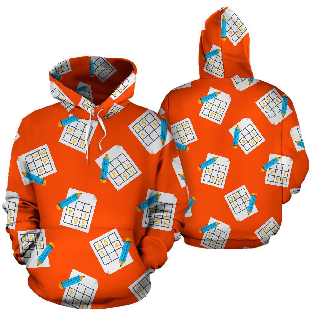 Pattern Print Sudoku Men Women Pullover Hoodie-grizzshop