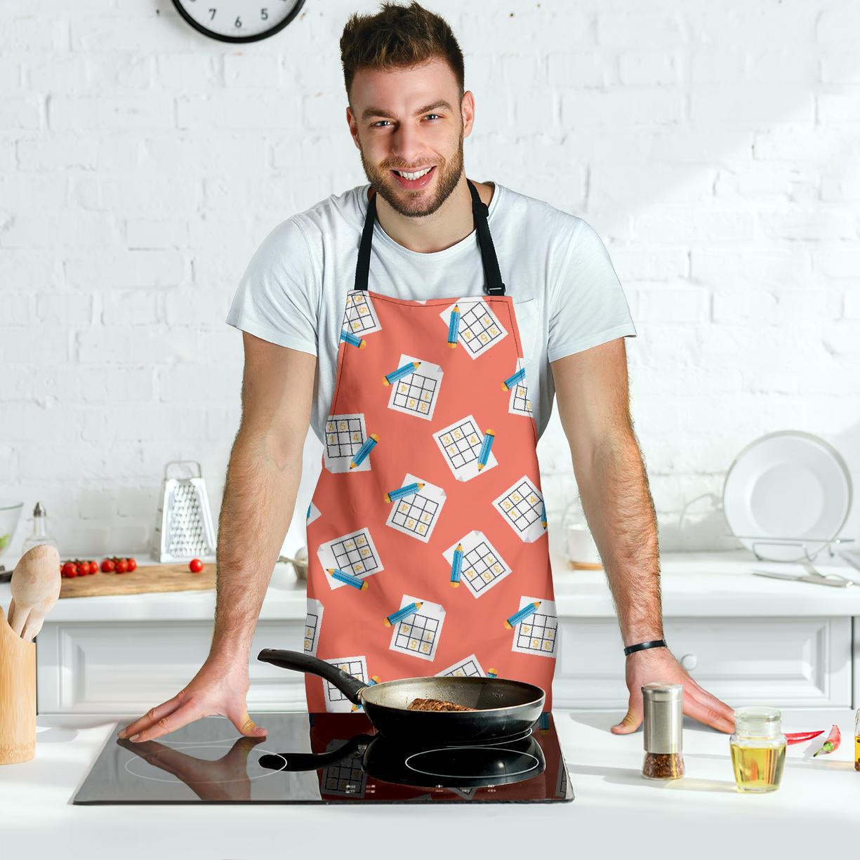 Pattern Print Sudoku Men's Apron-grizzshop
