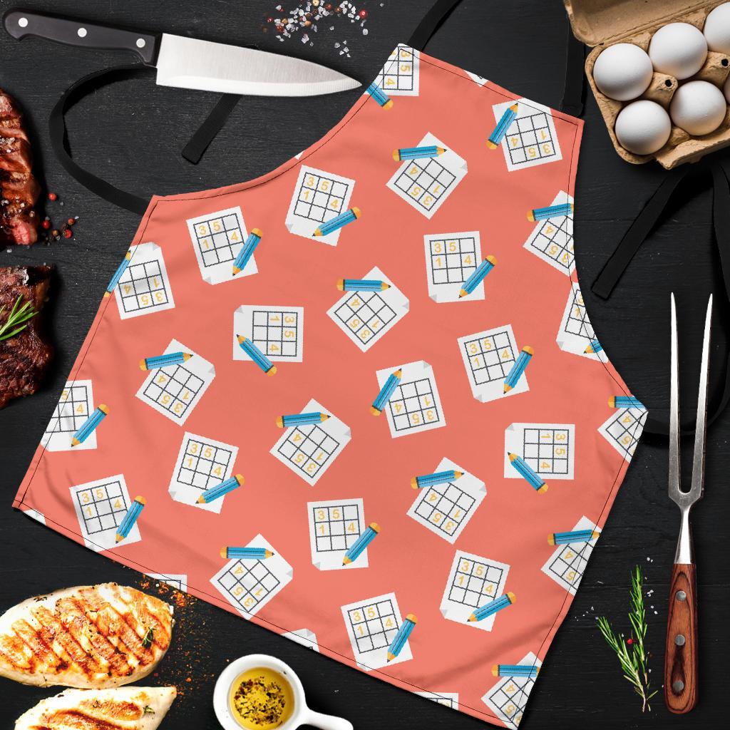 Pattern Print Sudoku Men's Apron-grizzshop