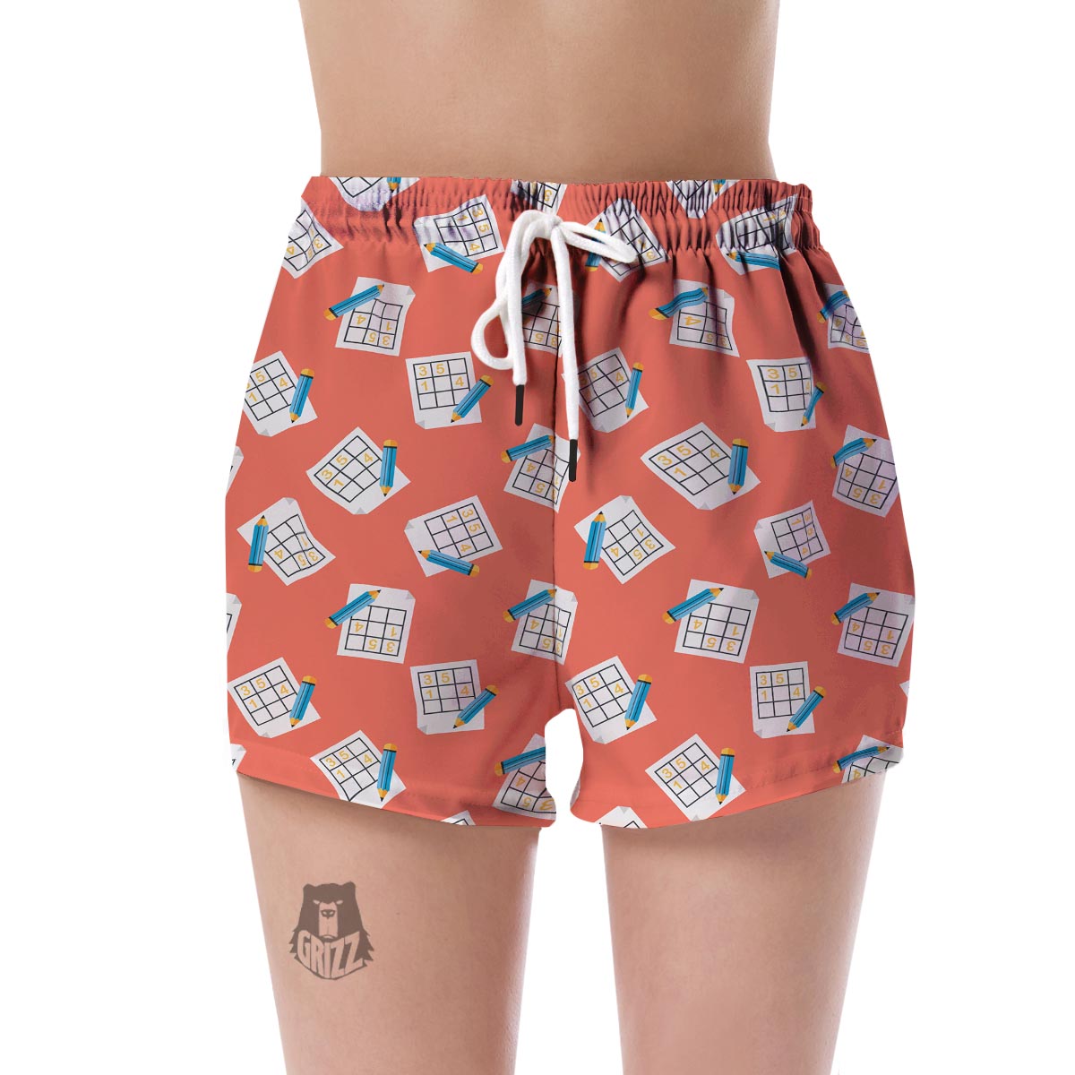 Pattern Print Sudoku Women's Shorts-grizzshop