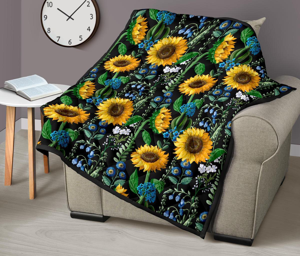 Pattern Print Sunflower Cartoon Quilt-grizzshop