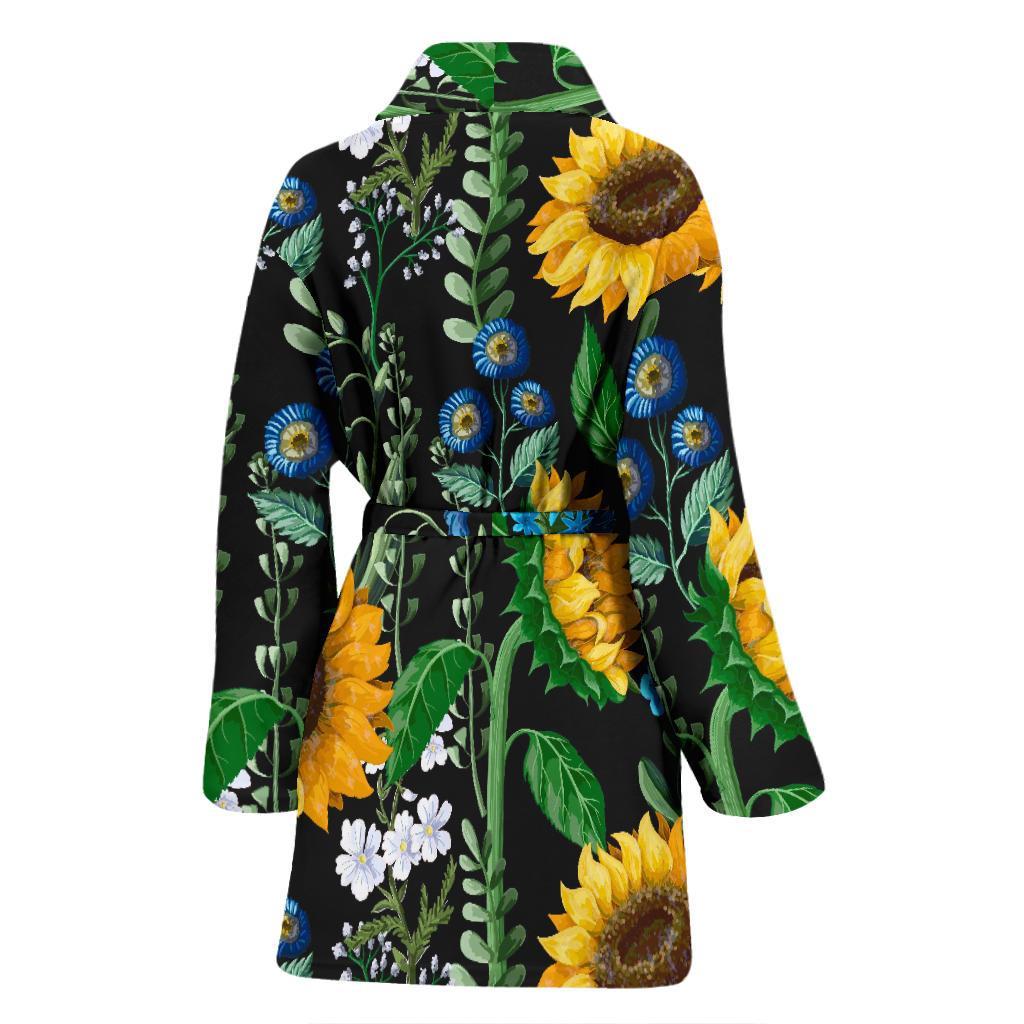 Pattern Print Sunflower Cartoon Women Long Robe-grizzshop