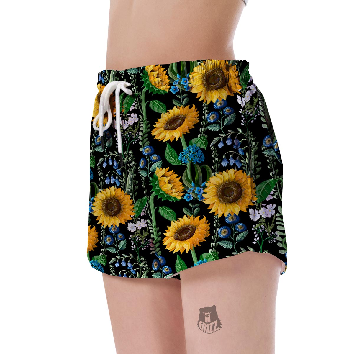Pattern Print Sunflower Cartoon Women's Shorts-grizzshop