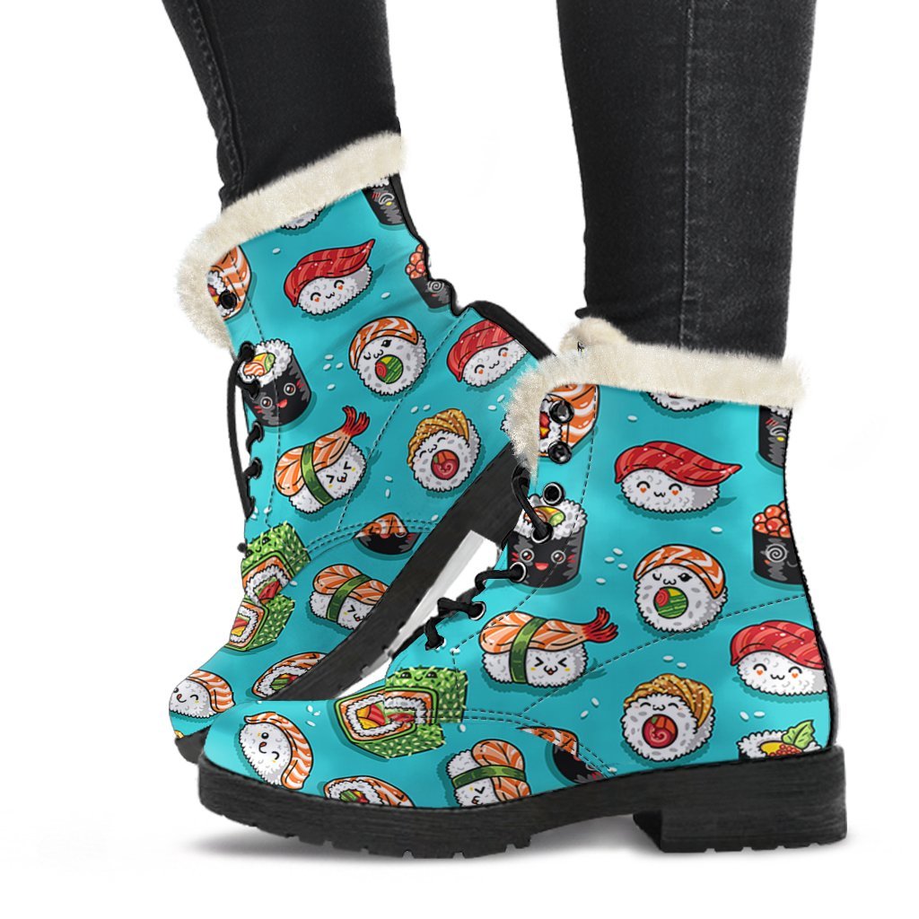 Pattern Print Sushi Comfy Winter Boots-grizzshop
