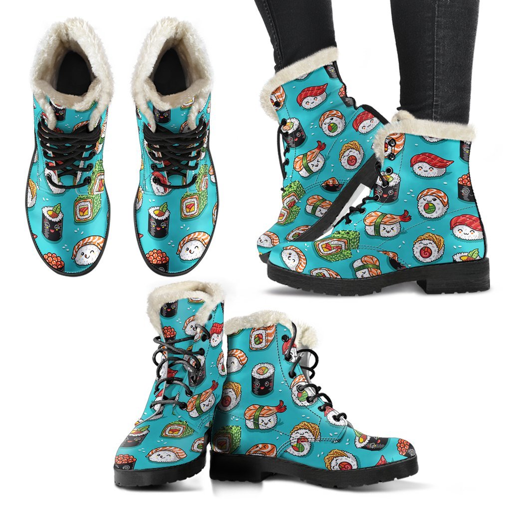 Pattern Print Sushi Comfy Winter Boots-grizzshop
