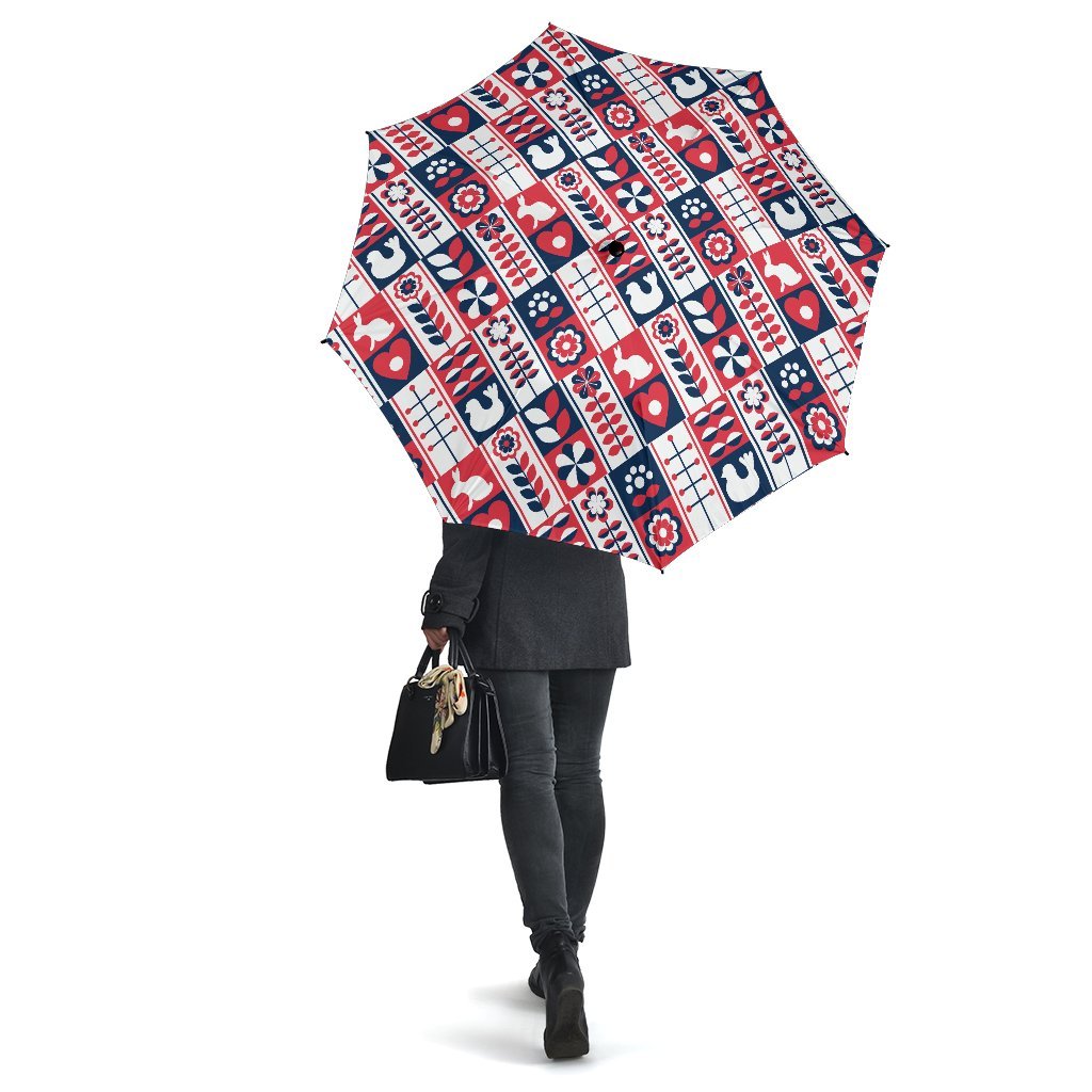 Pattern Print Swedish Automatic Foldable Umbrella-grizzshop