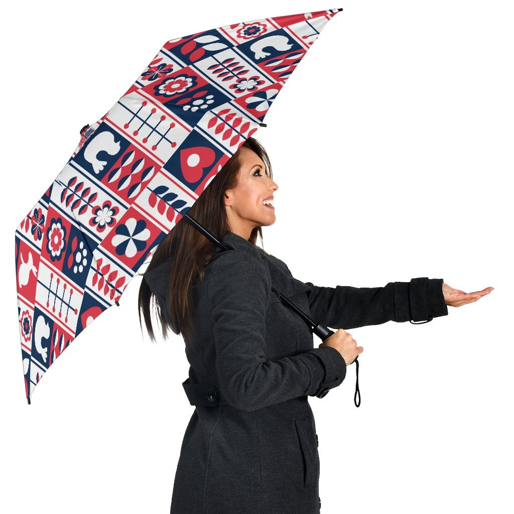 Pattern Print Swedish Automatic Foldable Umbrella-grizzshop