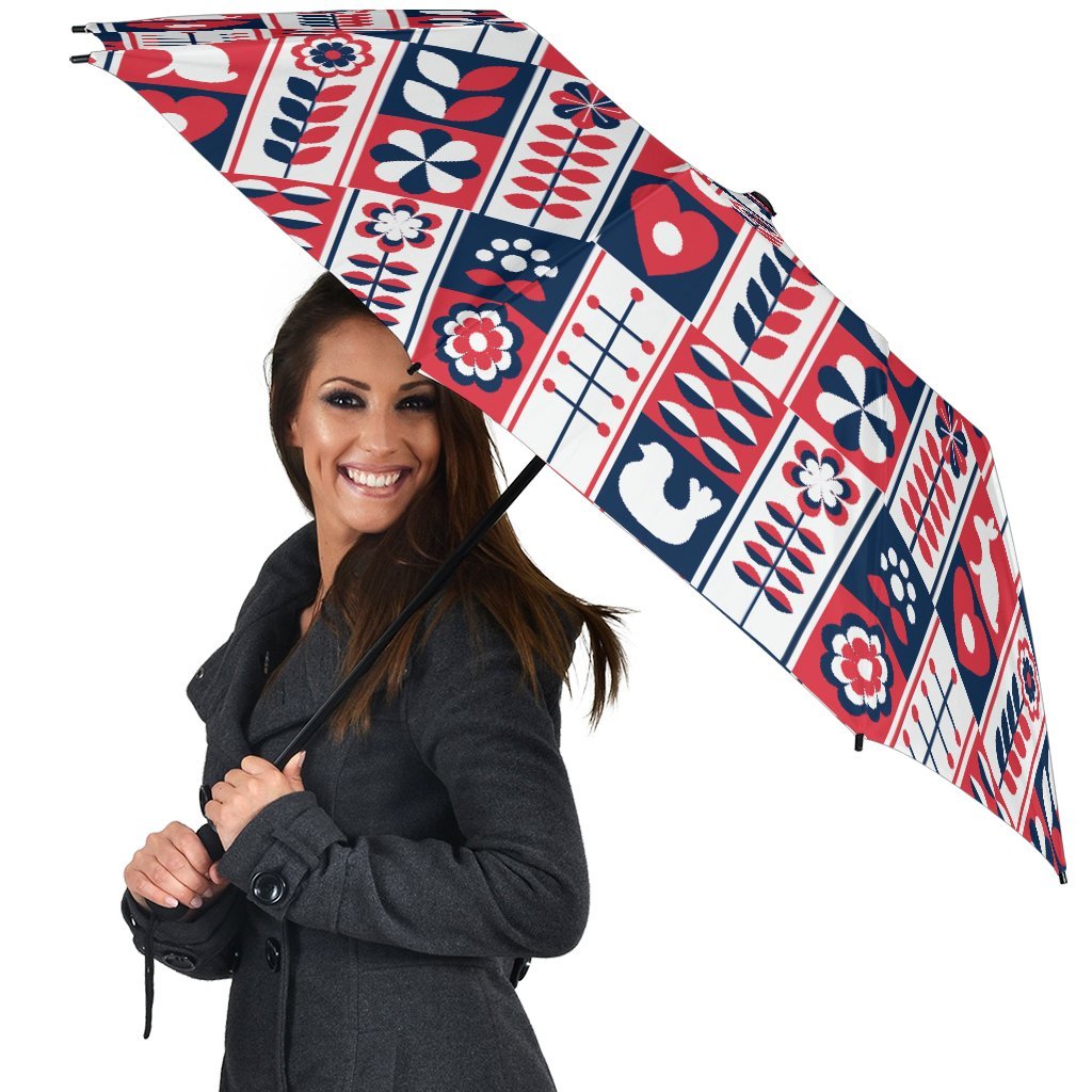 Pattern Print Swedish Automatic Foldable Umbrella-grizzshop