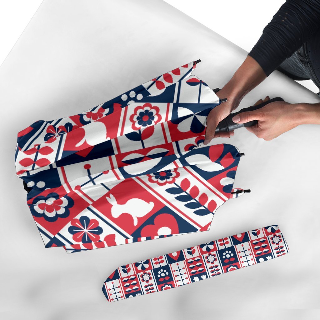 Pattern Print Swedish Automatic Foldable Umbrella-grizzshop