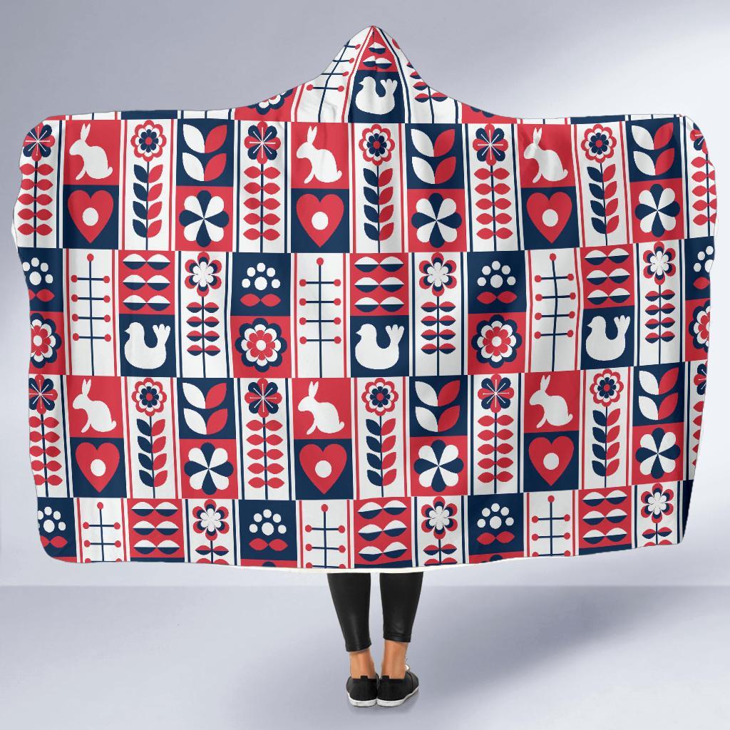 Pattern Print Swedish Hooded Blanket-grizzshop