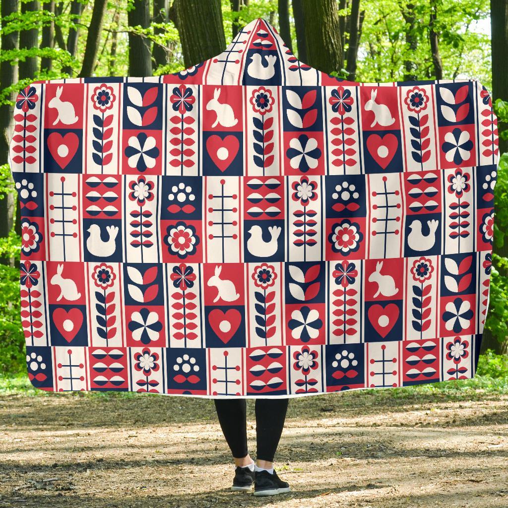 Pattern Print Swedish Hooded Blanket-grizzshop