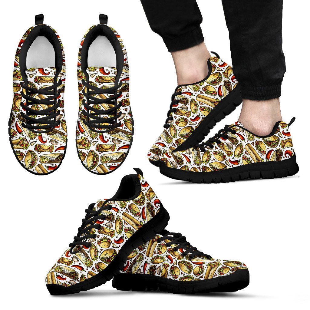 Pattern Print Taco Black Sneaker Shoes For Men Women-grizzshop